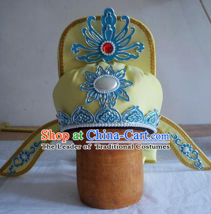 Chinese Traditional Beijing Opera Taoist Priest Scholar Yellow Hats for Men