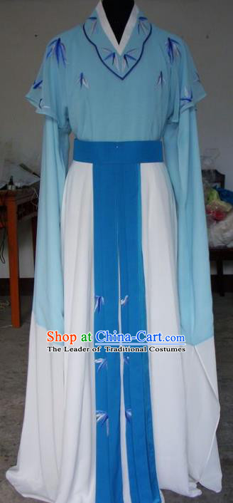 Chinese Traditional Beijing Opera Actress Embroidered Blue Dress China Peking Opera Princess Costumes for Adults