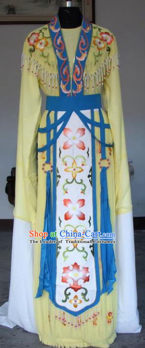 Chinese Traditional Beijing Opera Actress Embroidered Yellow Dress China Peking Opera Princess Costumes for Adults