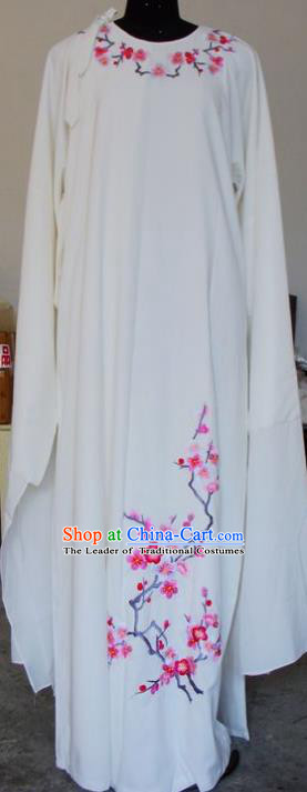 Chinese Traditional Shaoxing Opera Scholar White Robe Peking Opera Niche Embroidered Wintersweet Costumes for Adults