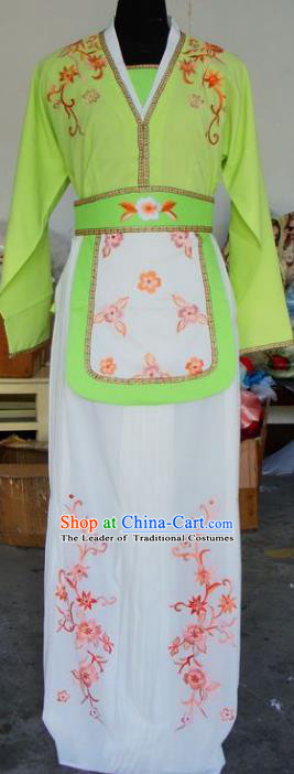 Chinese Traditional Beijing Opera Maidservants Embroidered Green Dress China Peking Opera Young Lady Costumes for Adults
