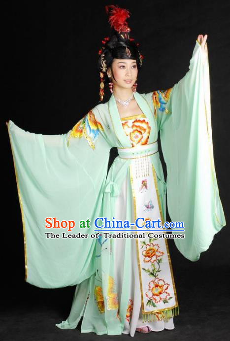Chinese Traditional Beijing Opera Imperial Concubine Embroidered Green Dress China Peking Opera Diva Costumes for Adults