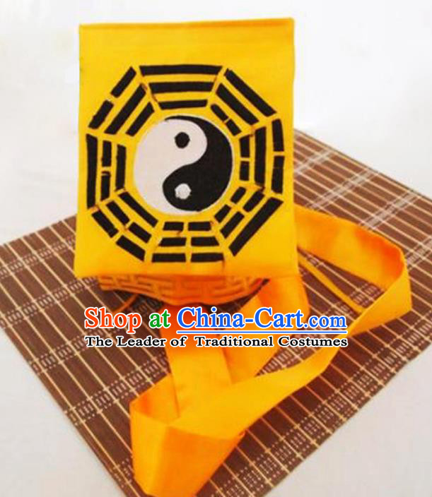 Chinese Traditional Martial Arts Taoist Tai Chi Yellow Scarf Hat for Men