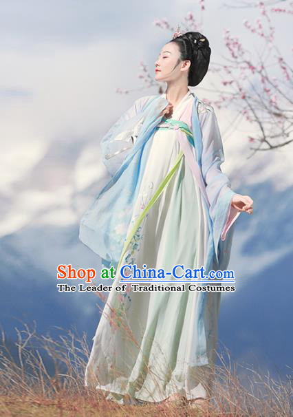 Chinese Ancient Tang Dynasty Palace Lady Hanfu Dress Embroidered Costumes Complete Set for Women