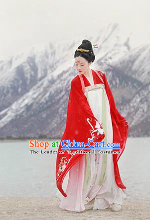 Chinese Ancient Tang Dynasty Imperial Concubine Hanfu Dress Embroidered Costumes Complete Set for Women