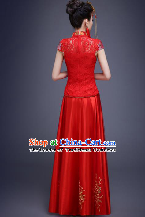 Traditional Chinese Wedding Costumes Traditional Xiuhe Suits Ancient Chinese bridal Full Dress