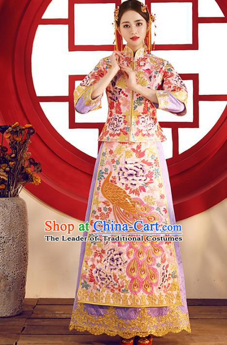 Traditional Chinese Wedding Costumes Traditional Xiuhe Suits Ancient Chinese bridal Full Dress