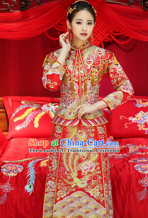 Traditional Chinese Wedding Costumes Traditional Xiuhe Suits Ancient Chinese bridal Full Dress