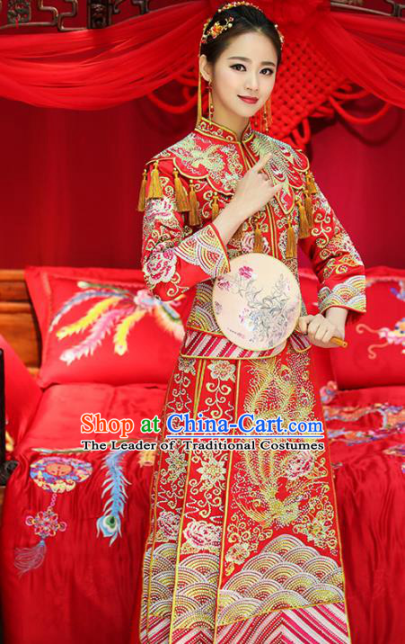 Traditional Chinese Wedding Costumes Traditional Xiuhe Suits Ancient Chinese bridal Full Dress