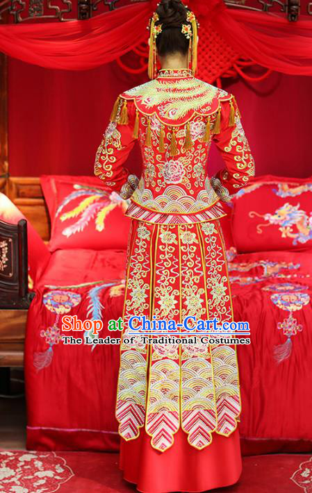 Traditional Chinese Wedding Costumes Traditional Xiuhe Suits Ancient Chinese bridal Full Dress