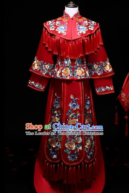 Traditional Chinese Wedding Costumes Traditional Xiuhe Suits Ancient Chinese bridal Full Dress