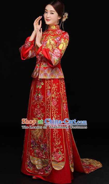 Traditional Chinese Wedding Costumes Traditional Xiuhe Suits Ancient Chinese bridal Full Dress