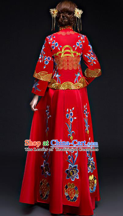 Traditional Chinese Wedding Costumes Traditional Xiuhe Suits Ancient Chinese bridal Full Dress