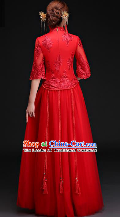 Traditional Chinese Wedding Costumes Traditional Xiuhe Suits Ancient Chinese bridal Full Dress