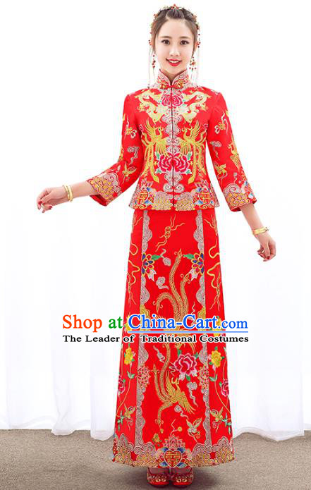 Traditional Chinese Wedding Costumes Traditional Xiuhe Suits Ancient Chinese bridal Full Dress