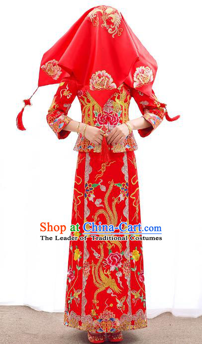 Traditional Chinese Wedding Costumes Traditional Xiuhe Suits Ancient Chinese bridal Full Dress