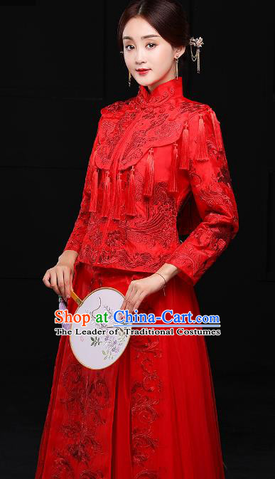 Traditional Chinese Wedding Costumes Traditional Xiuhe Suits Ancient Chinese bridal Full Dress