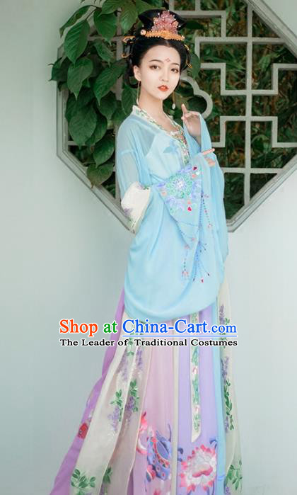 Chinese Tang Dynasty Princess Hanfu Dress Ancient Palace Lady Peri Embroidered Costume for Women
