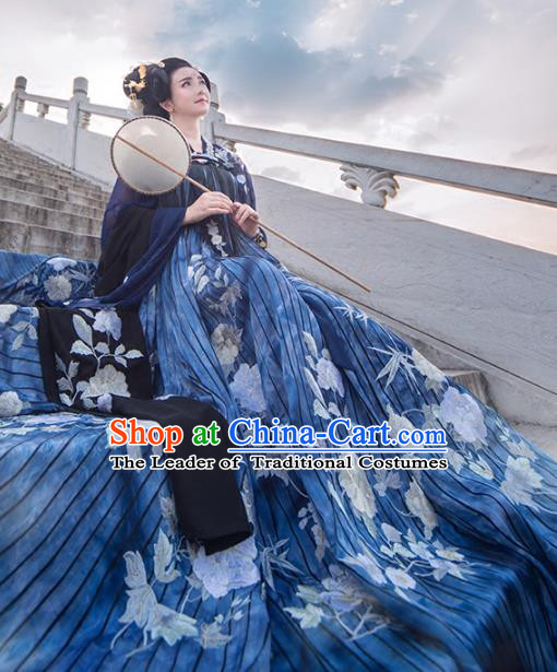 Chinese Ancient Palace Lady Hanfu Han Dynasty Imperial Concubine Queen Embroidered Historical Costumes