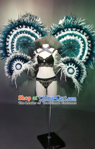 Top Grade Models Show Costume Stage Performance Black Bikini Dress and Wings for Women