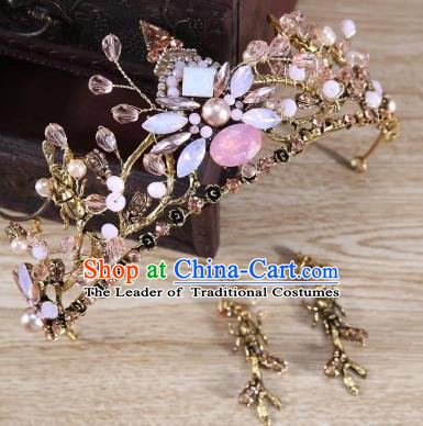 Top Grade Children Stage Performance Hair Accessories Opal Royal Crown Headwear for Kids