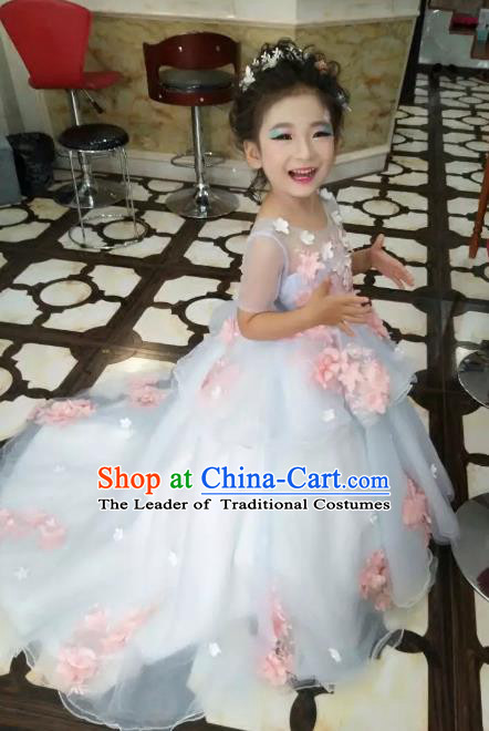 Children Models Show Costume Stage Performance Flower Fairy Catwalks Compere Dress for Kids