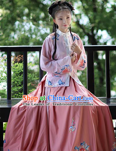 Traditional Chinese Ming Dynasty Costume Ancient Nobility Lady Embroidered Hanfu Dress for Women