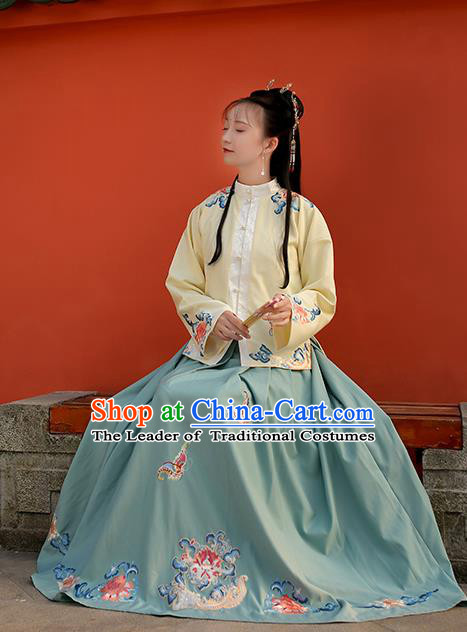 Traditional Chinese Ming Dynasty Embroidered Butterfly Costume Ancient Nobility Lady Hanfu Dress for Women