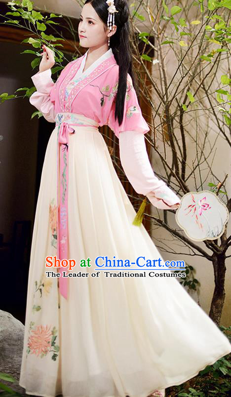 Chinese Ancient Ming Dynasty Palace Princess Embroidered Costumes Complete Set for Women