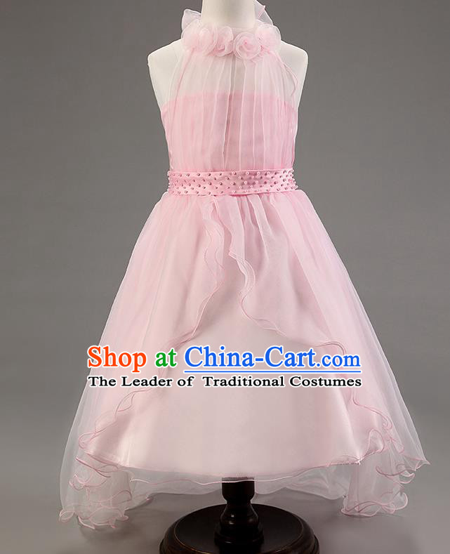 Children Modern Dance Princess Pink Mullet Dress Stage Performance Catwalks Compere Costume for Kids