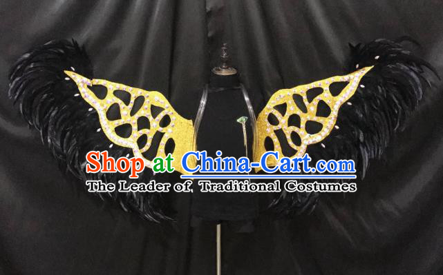 Top Grade Halloween Catwalks Props Brazilian Carnival Samba Dance Black Feather Wings for Kids