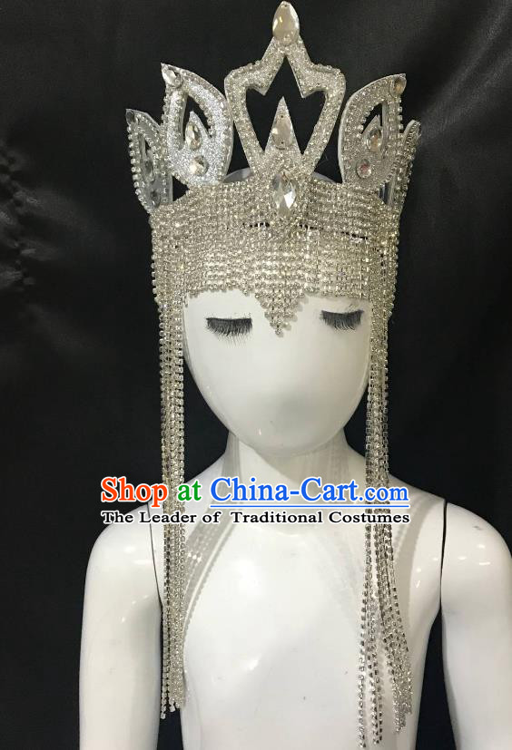 Brazilian Carnival Samba Dance Hair Accessories Miami Deluxe Crystal Headdress for Kids