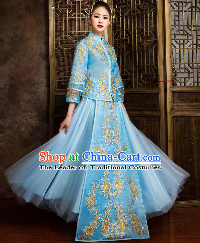 Traditional Chinese Wedding Costumes Traditional Xiuhe Suits Ancient Chinese bridal Full Dress