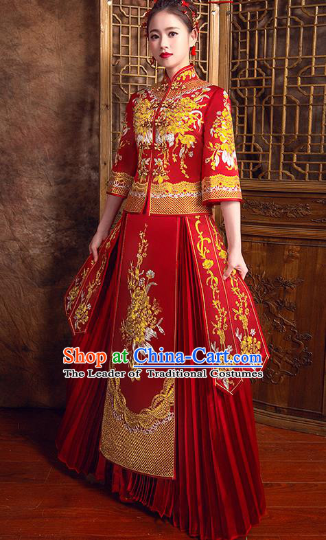 Traditional Chinese Wedding Costumes Traditional Xiuhe Suits Ancient Chinese bridal Full Dress