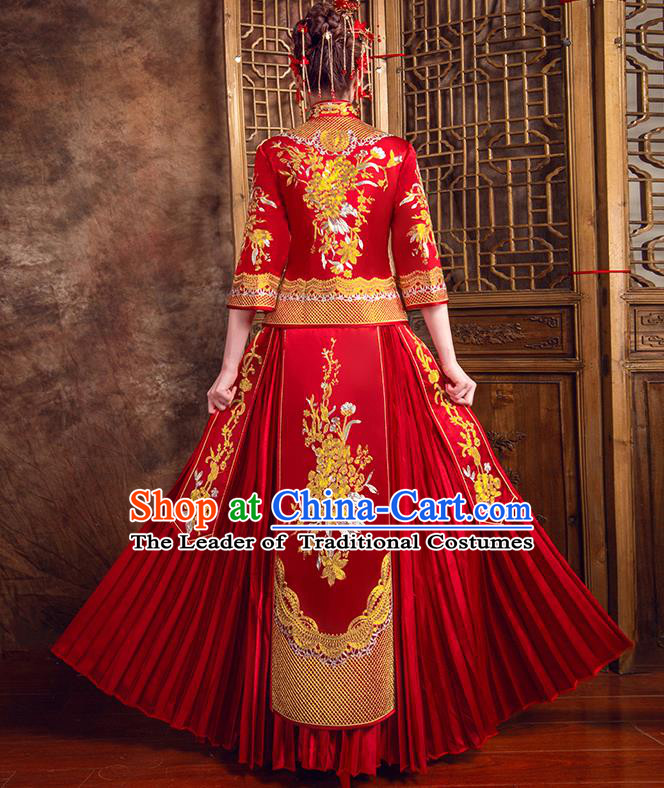 Traditional Chinese Wedding Costumes Traditional Xiuhe Suits Ancient Chinese bridal Full Dress