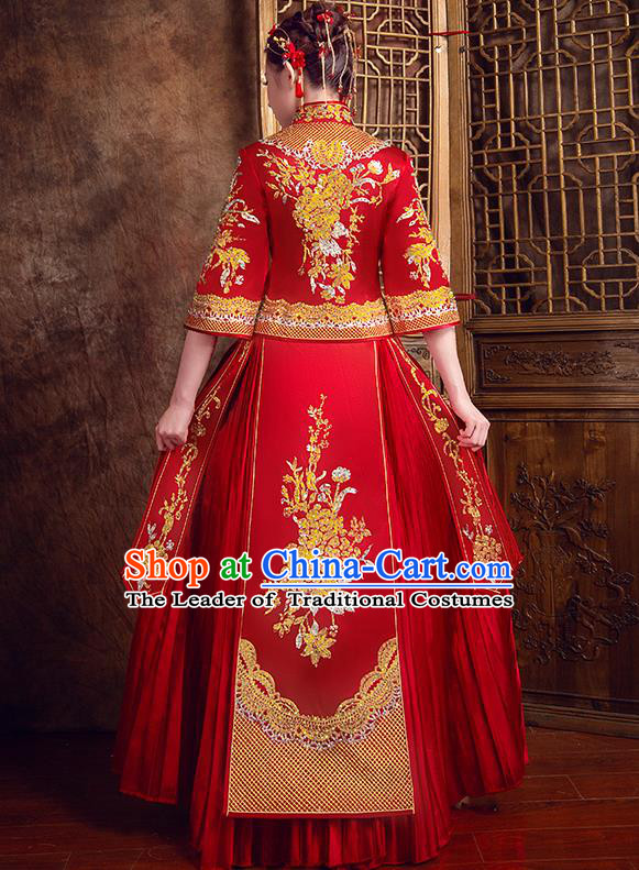 Traditional Chinese Wedding Costumes Traditional Xiuhe Suits Ancient Chinese bridal Full Dress