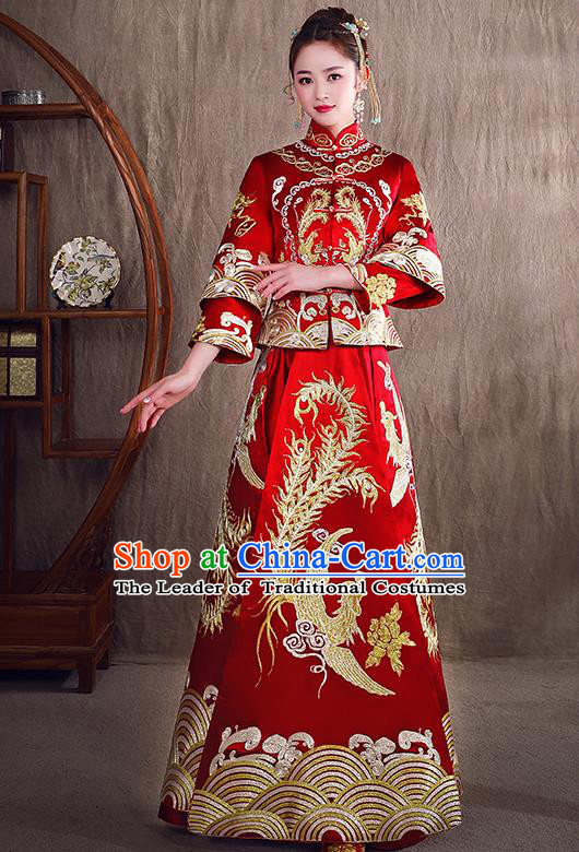 Traditional Chinese Wedding Costumes Traditional Xiuhe Suits Ancient Chinese bridal Full Dress