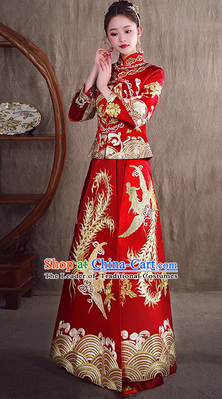 Traditional Chinese Wedding Costumes Traditional Xiuhe Suits Ancient Chinese bridal Full Dress