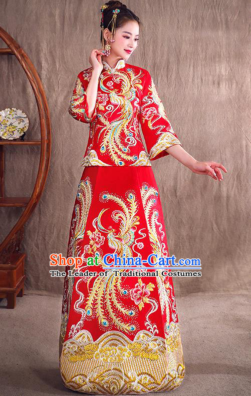 Traditional Chinese Wedding Costumes Traditional Xiuhe Suits Ancient Chinese bridal Full Dress