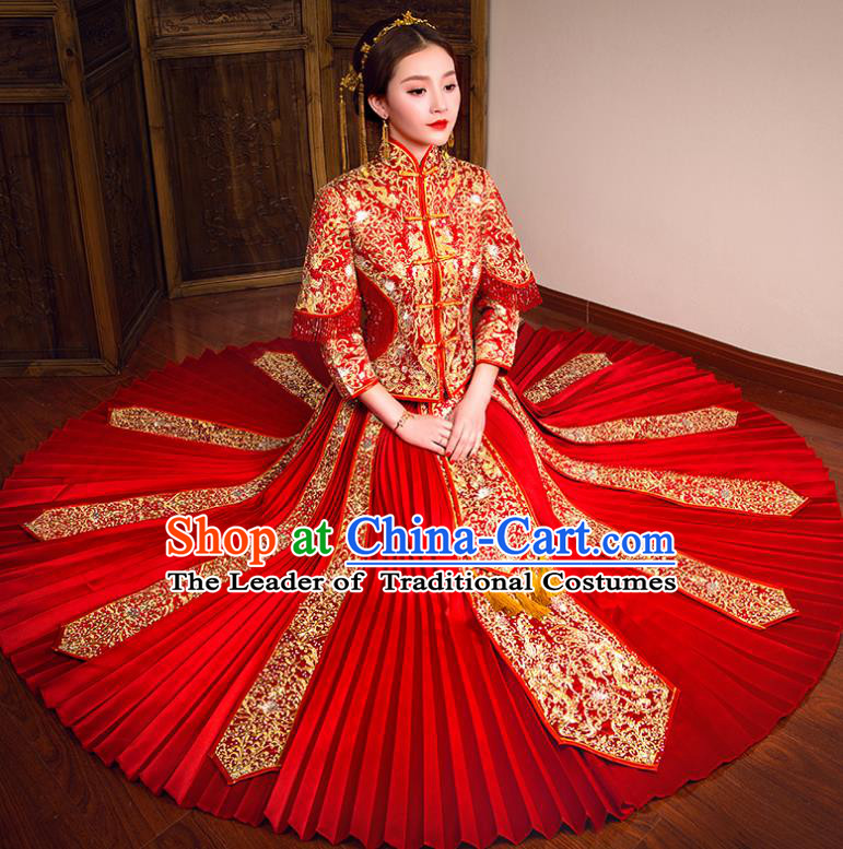 Traditional Chinese Wedding Costumes Traditional Xiuhe Suits Ancient Chinese bridal Full Dress