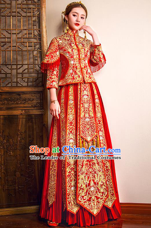 Traditional Chinese Wedding Costumes Traditional Xiuhe Suits Ancient Chinese bridal Full Dress