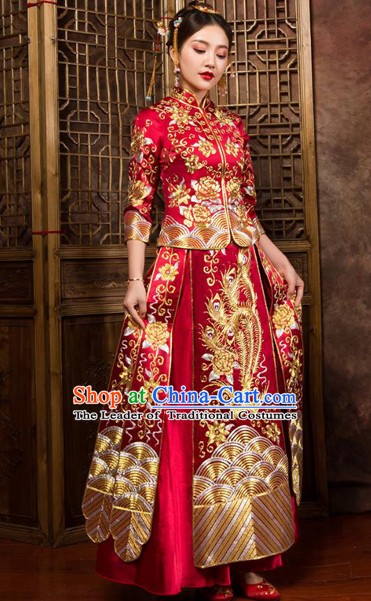 Traditional Chinese Wedding Costumes Traditional Xiuhe Suits Ancient Chinese bridal Full Dress