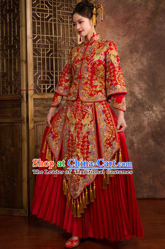 Traditional Chinese Wedding Costumes Traditional Xiuhe Suits Ancient Chinese bridal Full Dress