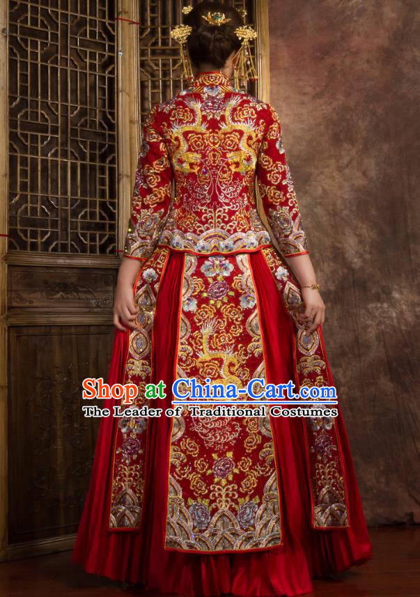 Traditional Chinese Wedding Costumes Traditional Xiuhe Suits Ancient Chinese bridal Full Dress