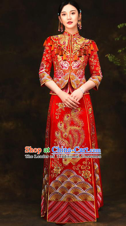 Traditional Chinese Wedding Costumes Traditional Xiuhe Suits Ancient Chinese bridal Full Dress