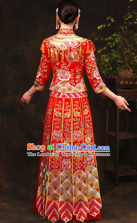 Traditional Chinese Wedding Costumes Traditional Xiuhe Suits Ancient Chinese bridal Full Dress