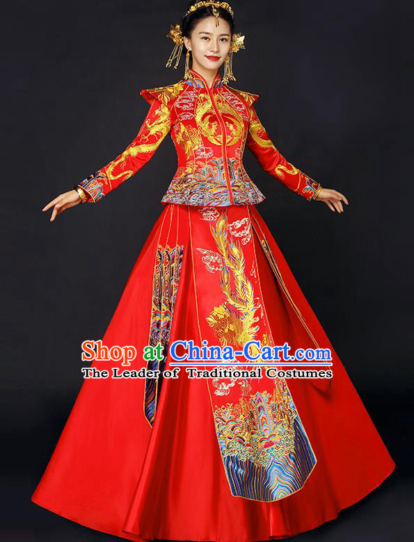 Traditional Chinese Wedding Costumes Traditional Xiuhe Suits Ancient Chinese bridal Full Dress