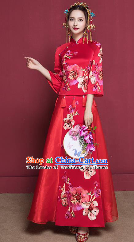 Traditional Chinese Wedding Costumes Traditional Xiuhe Suits Ancient Chinese bridal Full Dress