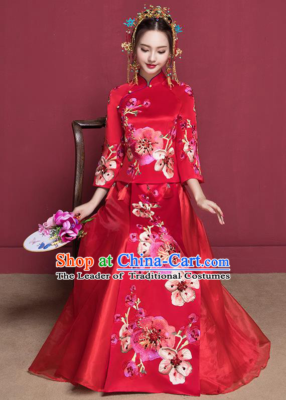 Traditional Chinese Wedding Costumes Traditional Xiuhe Suits Ancient Chinese bridal Full Dress