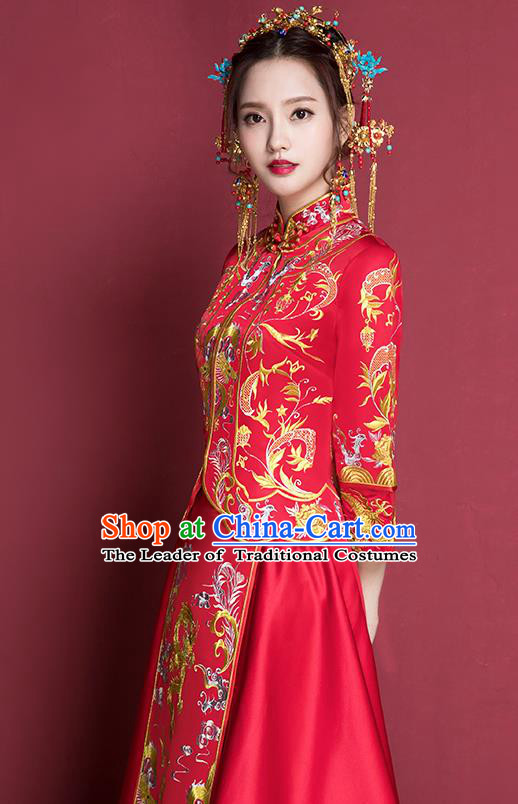 Traditional Chinese Wedding Costumes Traditional Xiuhe Suits Ancient Chinese bridal Full Dress